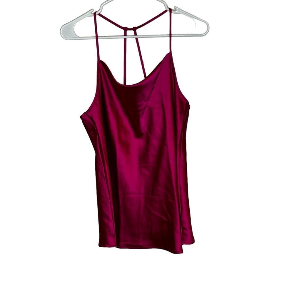 PLEIONE LOOSE FIT SATIN SOLID TANK PINK MEDIUM